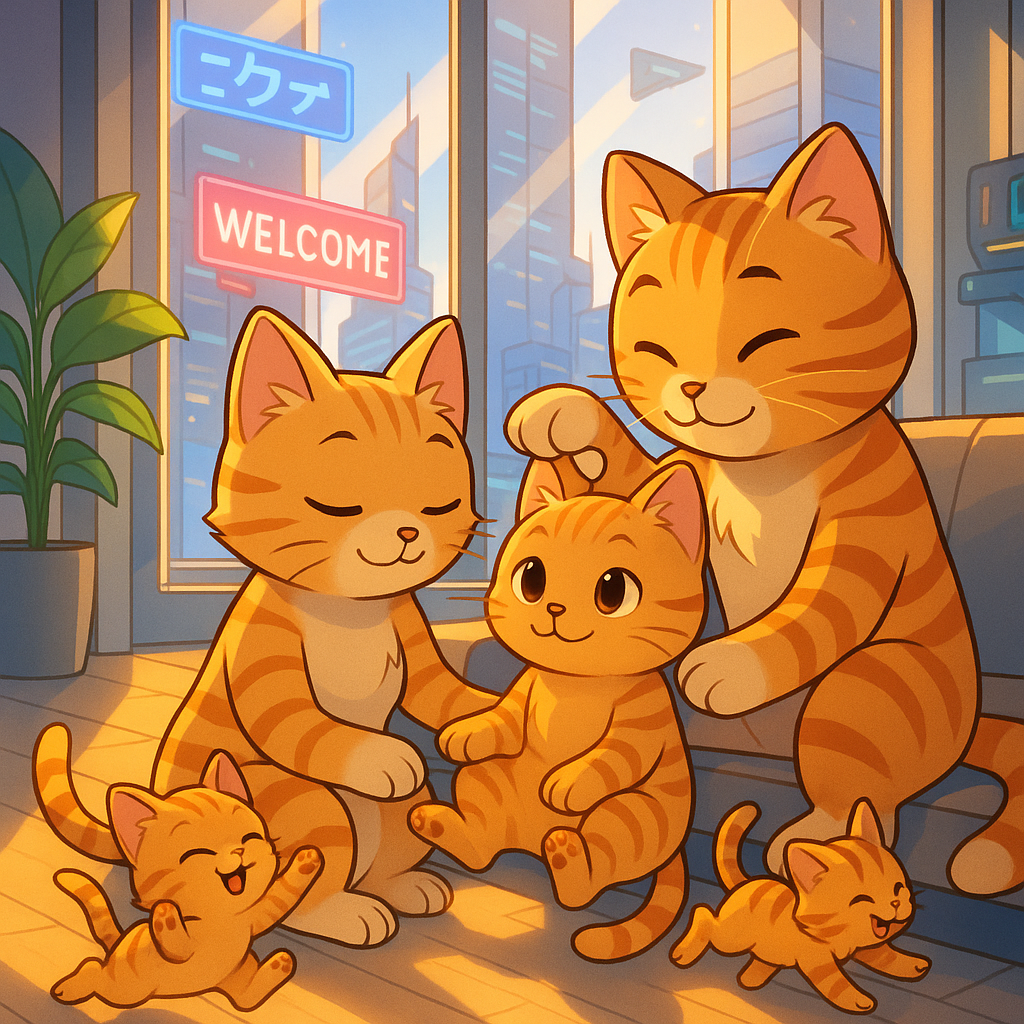 Cat with family